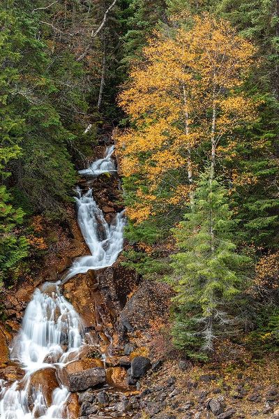 Fawn Creek Falls in autumn in the Flathead National Forest-Montana-USA